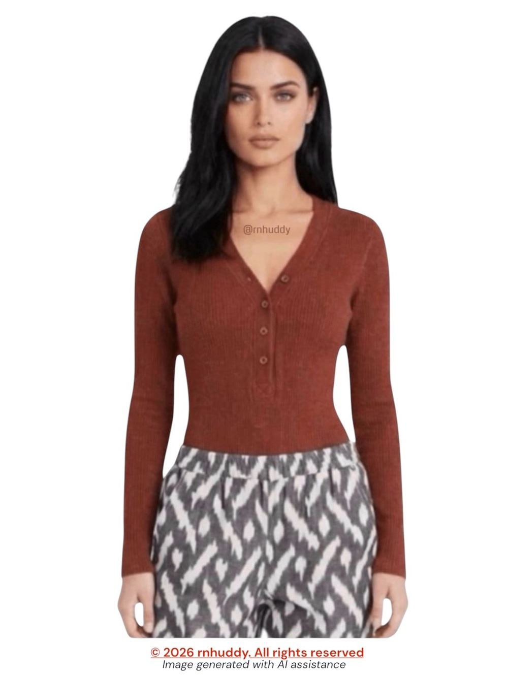 J. Crew Point Sur M burnt orange ribbed Henley bodysuit